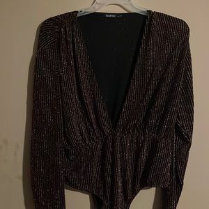 Black and Pink Glitter Body suite